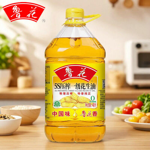 鲁花5S压榨一级花生油4L升大桶装