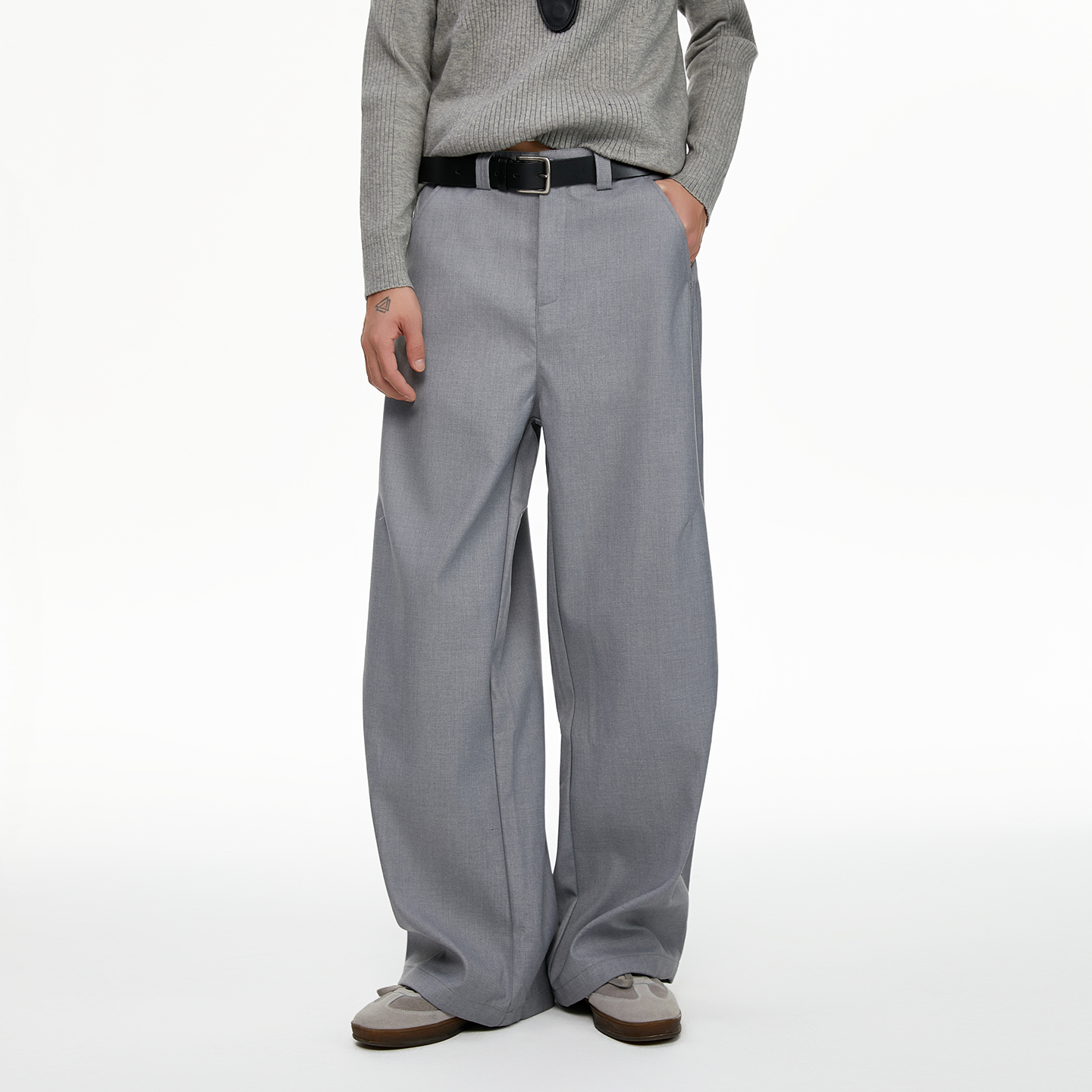 TSAS 冬季宽松弯刀西裤褶皱设计阔腿休闲长裤vibe风香蕉裤