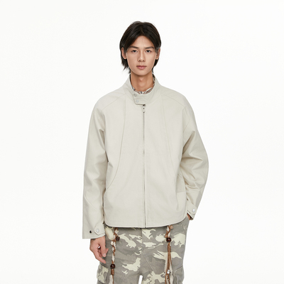 TSAS 秋冬哈灵顿飞边立领夹克cleanfit宽松短宽帆布情侣外套