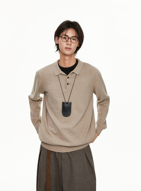 TSAS ；绵羊毛舒适软糯针织毛衣翻领POLO衫情侣秋冬打底老钱风