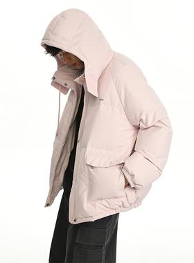 TSAS 2024冬季新款廓形90新国标白鸭绒连帽羽绒服加厚外套