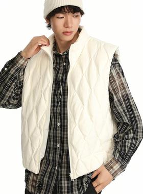 TSAS 葫芦纹羽绒马甲背心男秋冬加厚保暖白鸭绒短款冲锋衣内胆