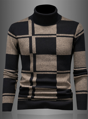 冬季2025男士羊毛衫加厚针织衫毛织衫高领毛衣90213