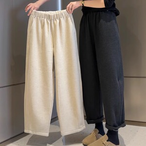 毛呢直筒休闲裤女士秋冬加厚2024秋冬新款大码胖mm显瘦百搭九分裤