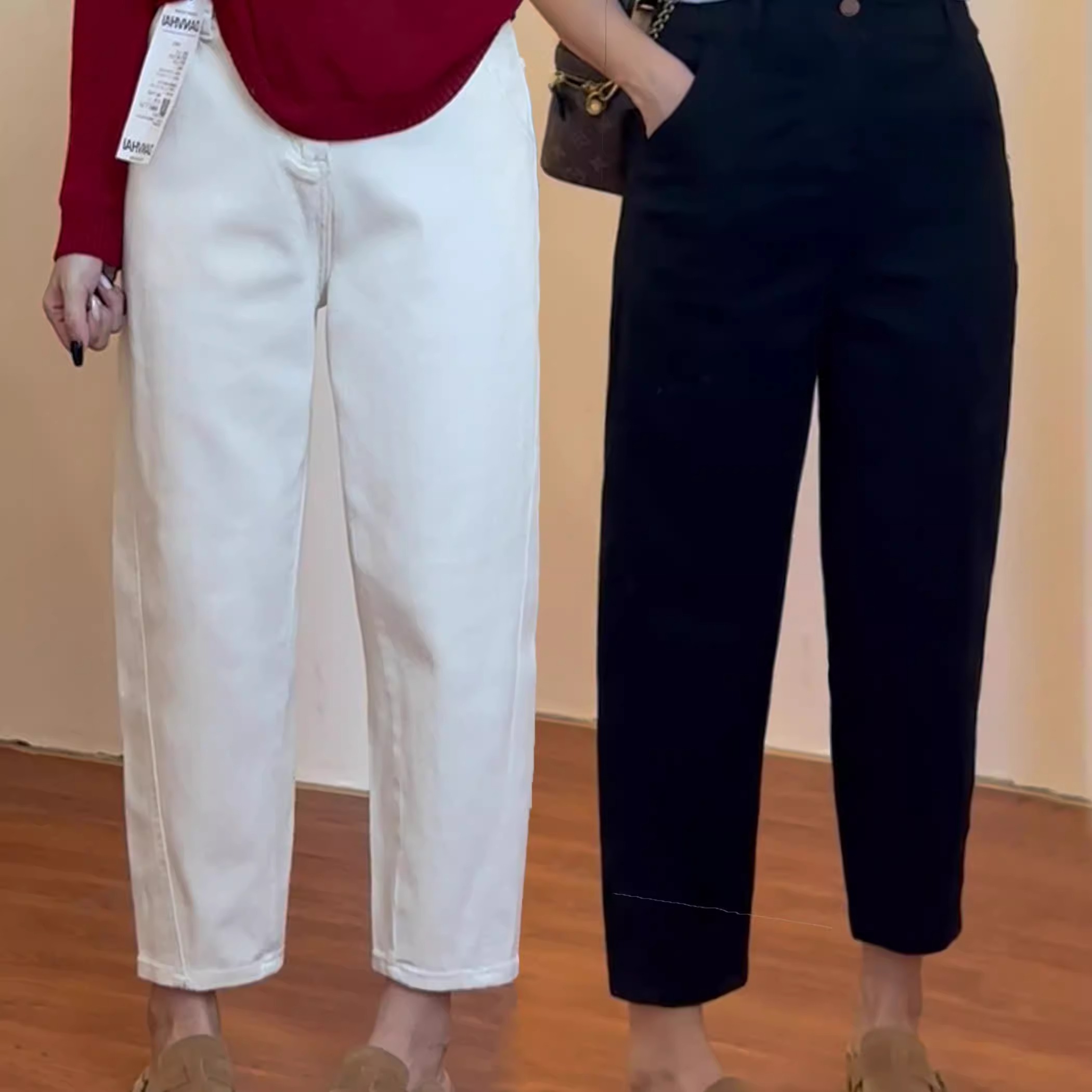 春季高腰遮肉显瘦九分哈伦牛仔裤