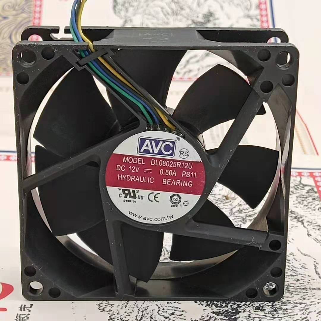 AVC DL08025R12U 8025 8CM 12V 0.50A4线PWM调速北桥显卡静音风扇