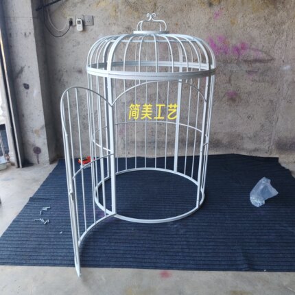 铁艺白色鸟笼大型摆设特大号超大剧本杀道具户外公园婚庆装饰摆设