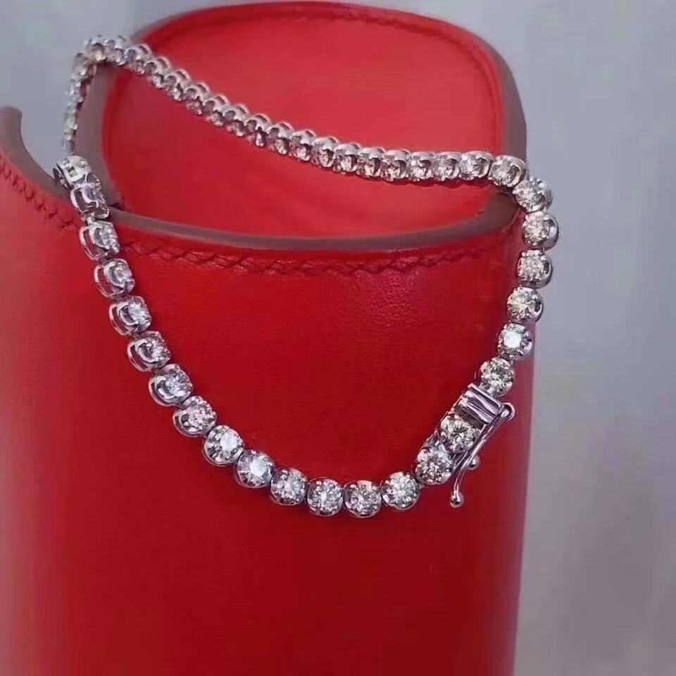 18K金女镶 10克拉天然南非高品质钻石大钻小钻项链真金真钻送证书