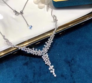 18K金女镶3.2克拉天然南非高品质钻石圆钻满钻项链真金真钻送证书