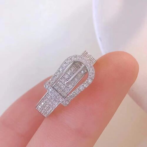 18K金女镶嵌0.4克拉天然南非高品质钻石皮带扣戒指真金真钻送证书
