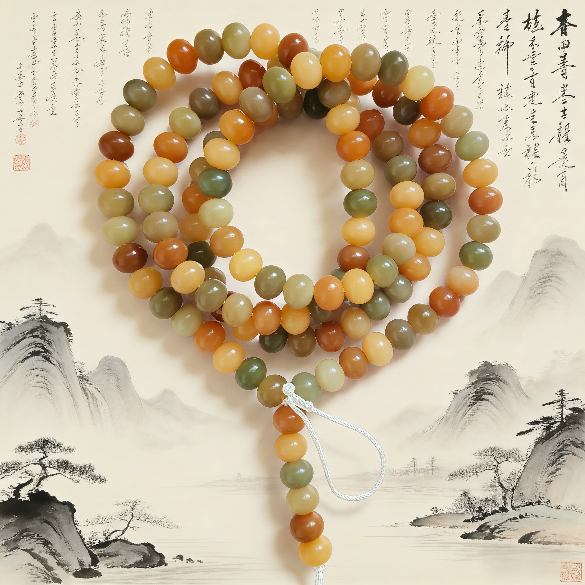 干磨天然菩提根手串原色多宝盘玩苹果珠文玩DIY饰品配件