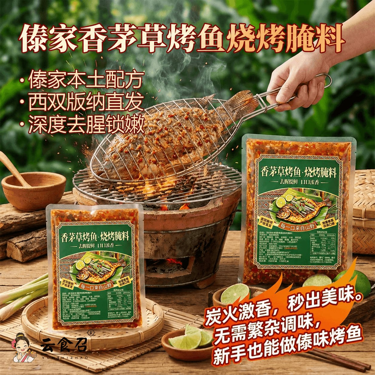 云食召特色傣味香茅草烤鱼腌料