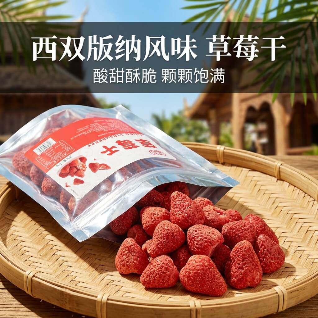 西双版纳冻干草莓干脆香甜水果干果脯烘培孕妇儿童休闲健康零食