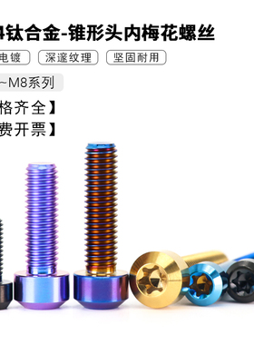 TC4钛合金锥头内梅花螺丝M4M5M6M8M10锥型头螺丝钉摩托车改装螺栓