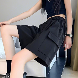 宽松休闲裤 百搭运动裤 潮流阔腿五分裤 短裤 时尚 子女款 薄款 工装 夏季