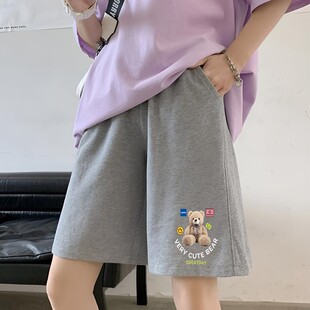 女士潮流阔腿直筒五分中裤 运动短裤 宽松显瘦休闲裤 新款 子女款 夏季