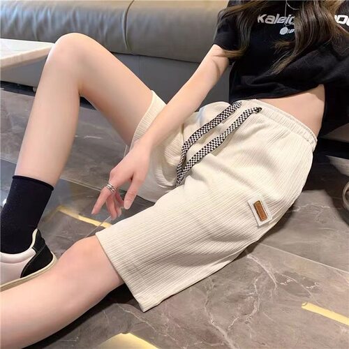 运动冰丝短裤女士夏季薄款五分裤时尚百搭高腰显瘦宽松直筒休闲裤