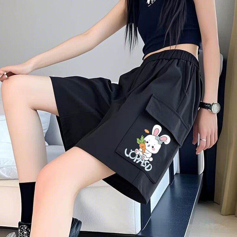 工装运动短裤夏季薄款休闲宽松阔腿中裤女士小个子夏季新款五分裤 - 旧城叁号店出品