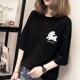 胖mm短袖 体恤 设计感小众软奶系五分袖 t恤女韩版 宽松潮ins百搭半袖