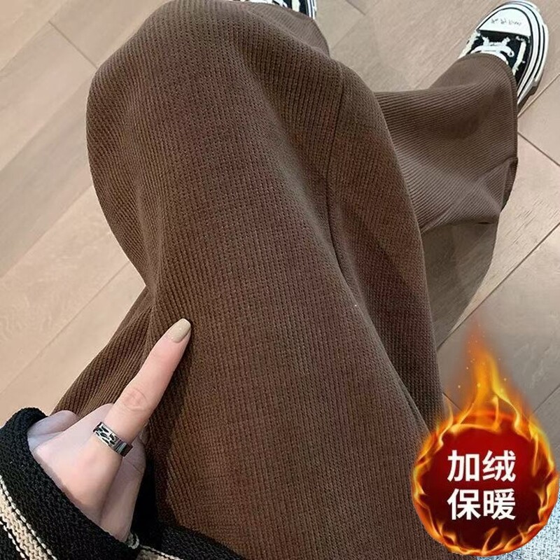 灯芯绒卫裤女秋冬季宽松直筒运动裤时尚潮流显瘦休闲裤大码长裤子