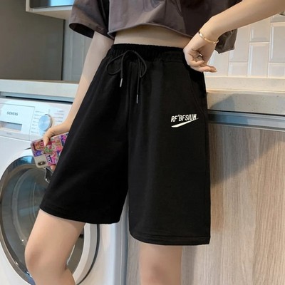 外卖尾货夏季女士运动短裤显瘦五分阔腿裤宽松高腰直筒休闲中裤子