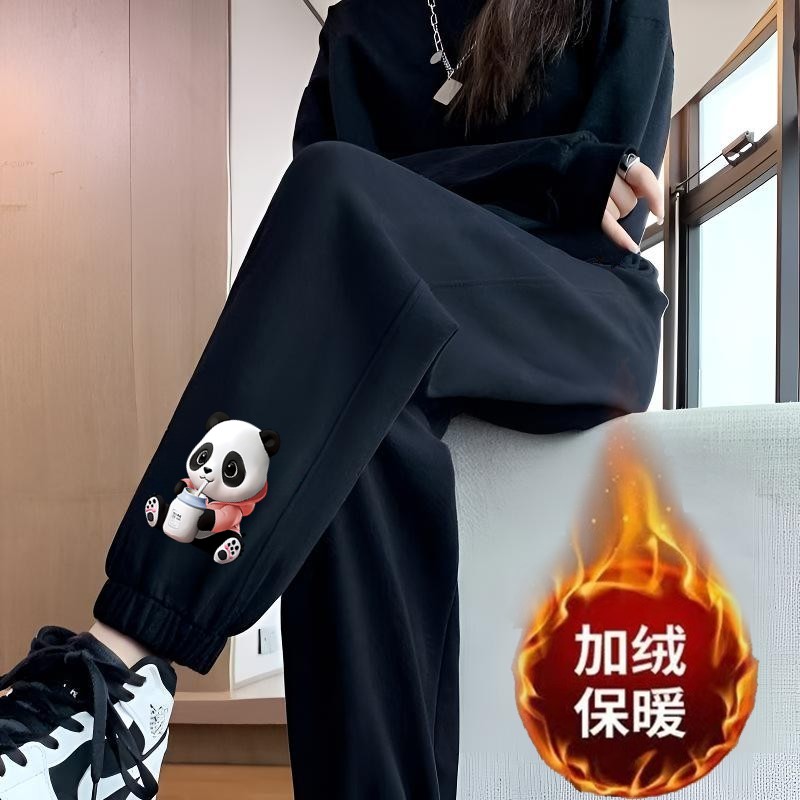 商场倒闭运动裤女加绒加厚休闲裤秋冬季宽松卫裤子潮流百搭束脚裤