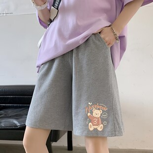 阔腿休闲裤 薄款 女士夏季 高腰显瘦时尚 潮流直筒五分裤 爆款 运动短裤