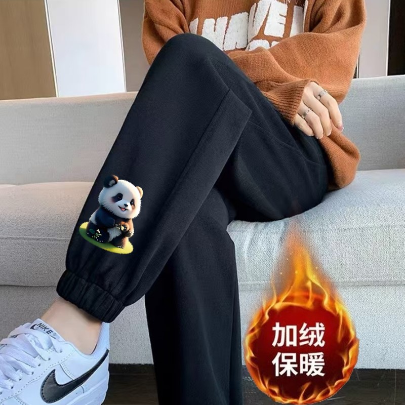 便宜处理冬季新款加绒休闲裤女士显瘦宽松卫裤潮流加厚束脚运动裤