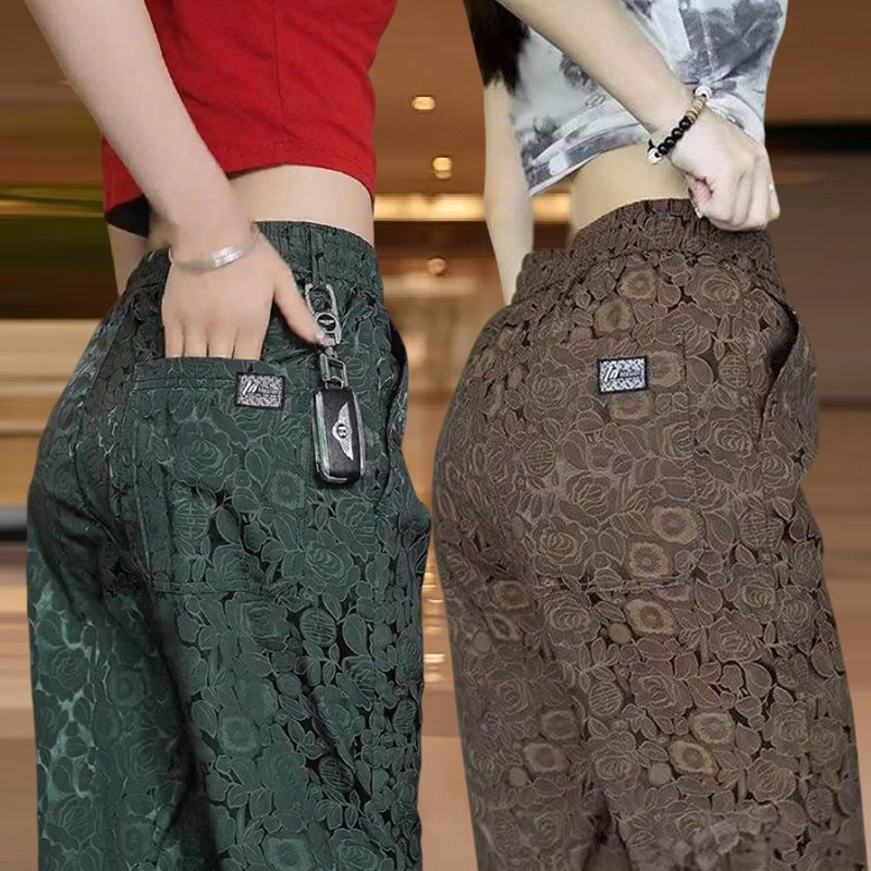 尾货处理运动七分裤女夏季冰丝薄款外穿宽松透气休闲裤直筒中裤子