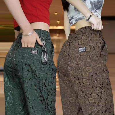 尾货处理运动七分裤女夏季冰丝薄款外穿宽松透气休闲裤直筒中裤子