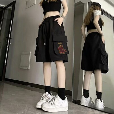 休闲裤女士夏季薄款阔腿运动短裤时尚百搭潮流爆款直筒工装五分裤