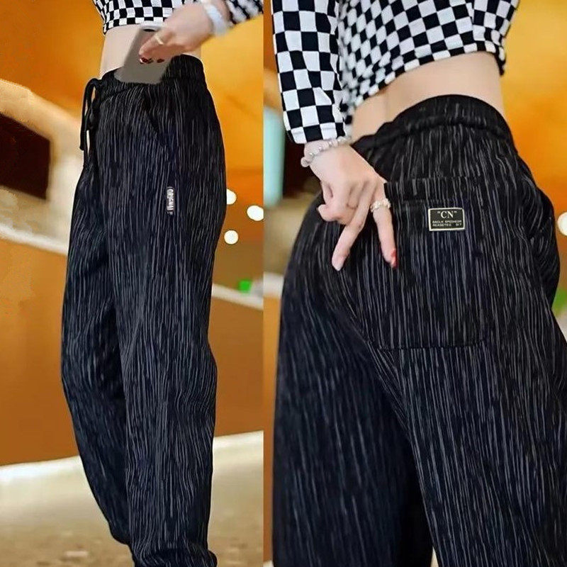 冰丝休闲裤女士春夏季薄款宽松显瘦潮流运动长裤爆款弹力直筒裤子 - 旧城叁号店出品