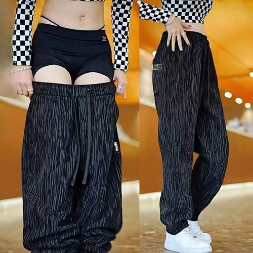 冰丝休闲裤子女士夏季薄款宽松束脚裤大码显瘦时尚潮流外穿运动裤