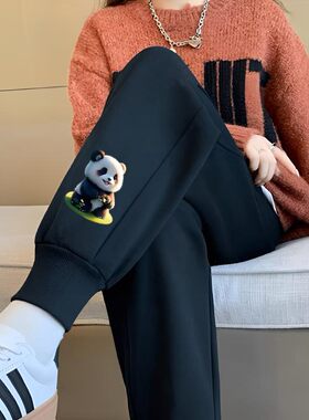 休闲裤子女款春秋季新款宽松束脚哈伦裤百搭时尚洋气大码运动卫裤