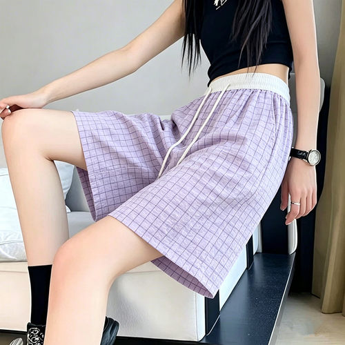 泡泡纱五分裤女夏季薄款显瘦运动短裤宽松直筒中裤百搭潮流休闲裤
