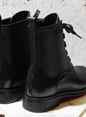 秋款隐形内增高7厘米 经典潮款 舒适粗跟 系带短靴 莱咖女靴7079k