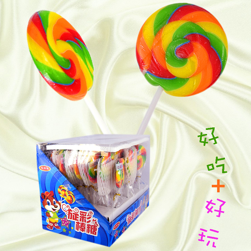 彩虹糖30g七彩棒棒糖网红爆款可爱创意奖励儿童零食整箱批波板糖