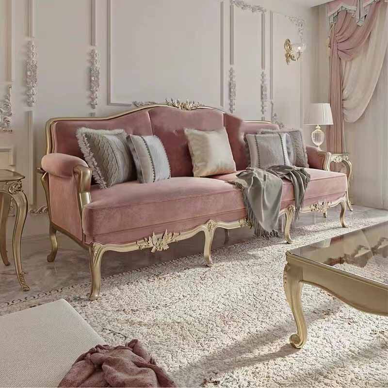 美式实木雕花布艺沙发现代轻奢简约法式客厅单双三人位整装组合