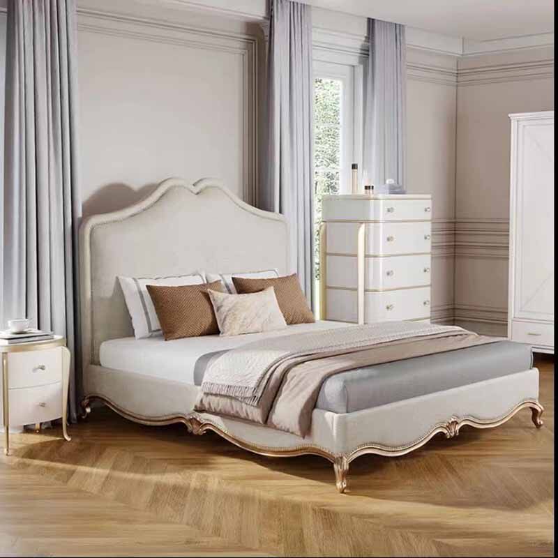 美式轻奢实木简约双人架子床主卧法式公主床现代欧式布艺家用婚床