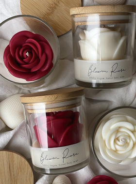 玫瑰香薰玻璃杯蜡烛情人节礼物