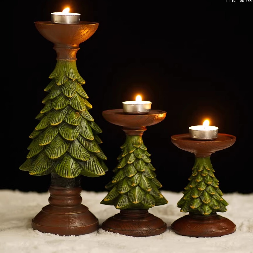欧式树脂圣诞树烛台摆件
