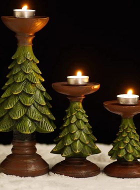 欧式树脂圣诞树烛台摆件