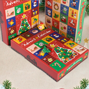 包 跨境圣诞节24格日历趣味洞洞盒现货扣扣乐自制惊喜盒 5pcs