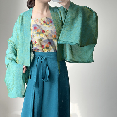 暗袖盈香【青黛】人丝幻彩法门寺短衫唐制八破裙汉服女日常通勤