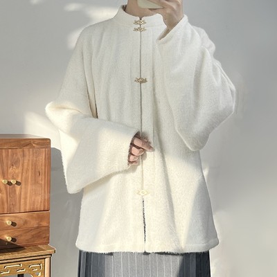 暗袖盈香【雪花】仿雪貂绒汉服女明制立领对襟弓袋袖加兜日常通勤