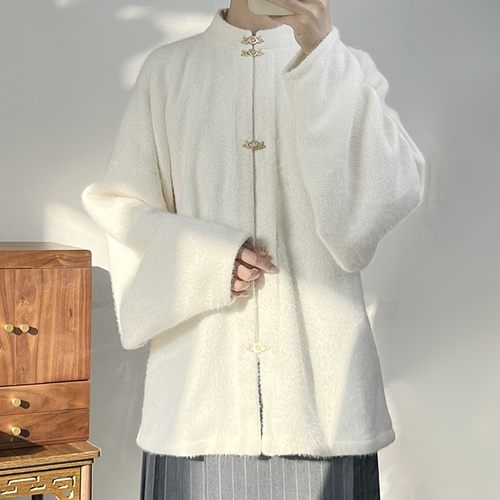 暗袖盈香【雪花】仿雪貂绒汉服女明制立领对襟弓袋袖加兜日常通勤