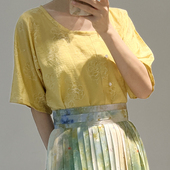 汉服女天丝唐半臂日常通勤 柠檬汁 暗袖 盈香