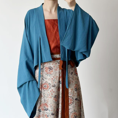 暗袖盈香【远山黛】蓝色法门寺短衫唐制汉服女日常通勤