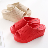 松糕托鞋 夏新款 外穿厚底高跟沙滩拖鞋 镂空夏季 凉拖鞋 女士坡跟时尚