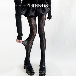 甜辣千金感 网袜少女JK暗黑丝袜 日系复古镂空提花洛丽塔打底连裤